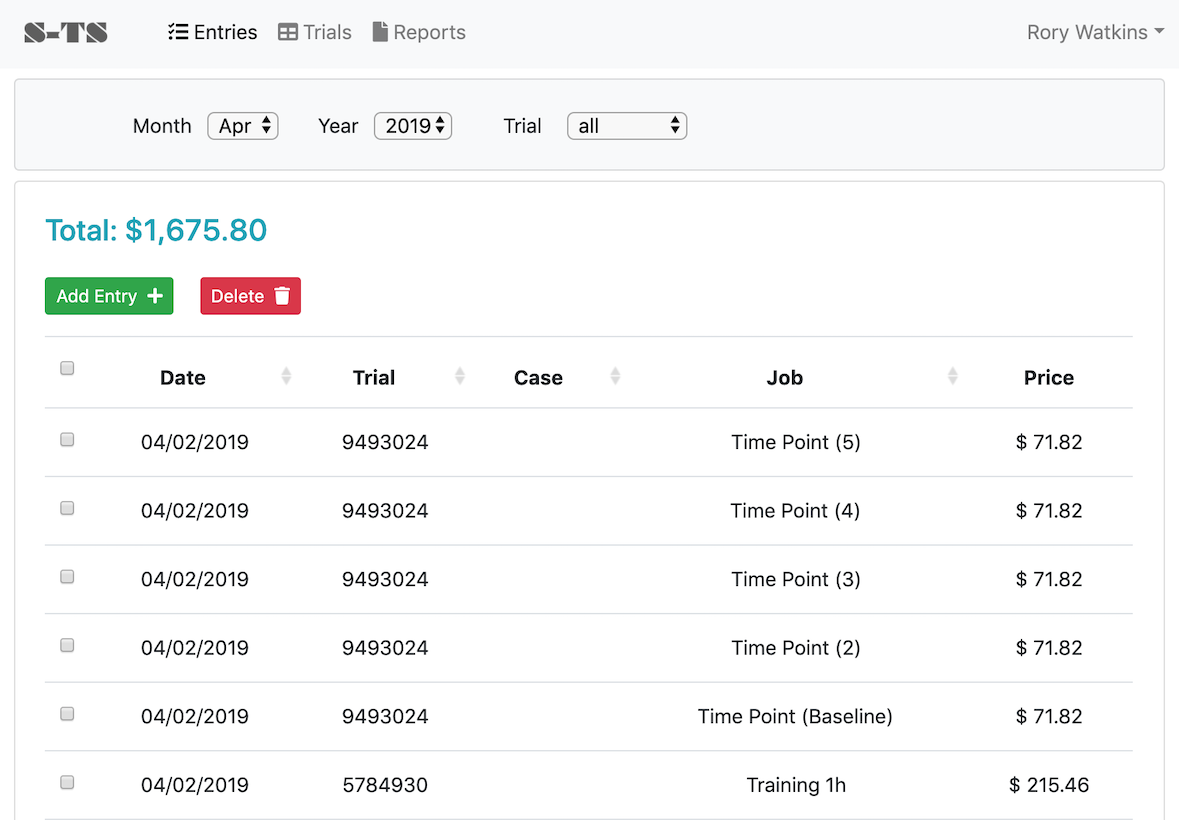 Simple forms allow you to quickly input your entries